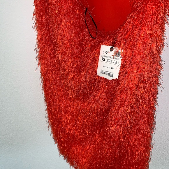 Zara orange fringe halter neck dress XL - Picture 13 of 15